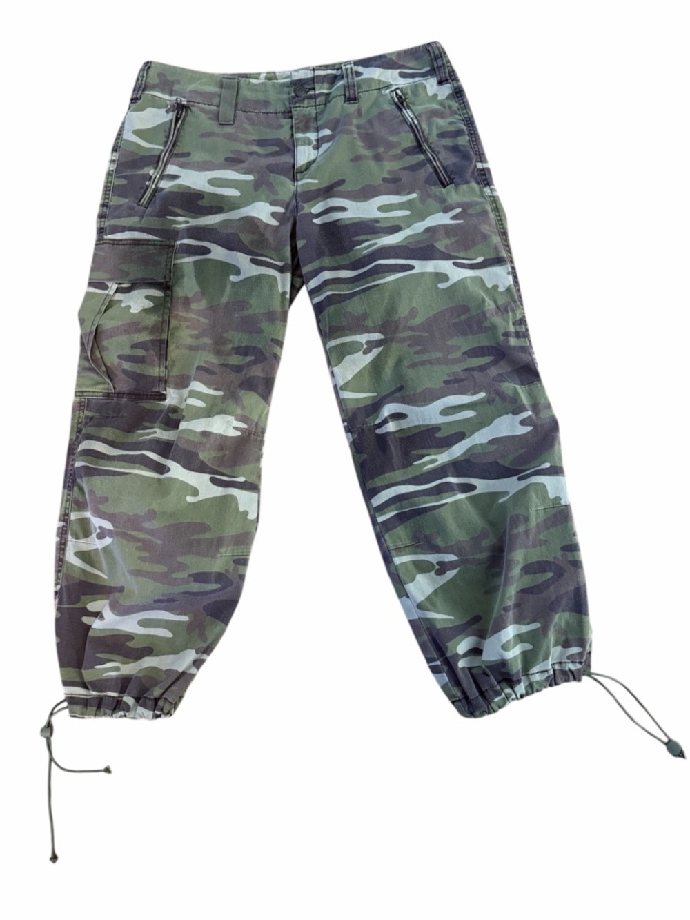 Vintage Express Women's Camo Cargo Pants with Pink Floral Embroidery Sz 9/10 - Picture 3 of 8